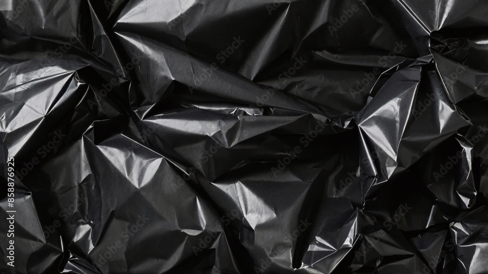 full frame abstract background of crumpled black plastic film bag full frame abstract background of crumpled black plastic film bag