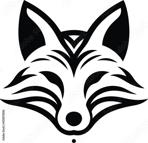 Fox head illustration con silhouette vector design