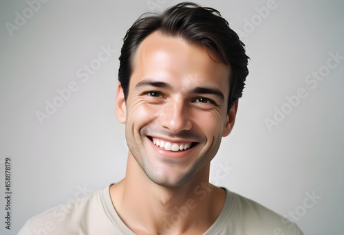 Positive smiling man on clean background
