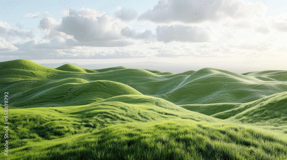 Hills with lush, short grass texture and a distant horizon Hills with lush, short grass texture and a distant horizon