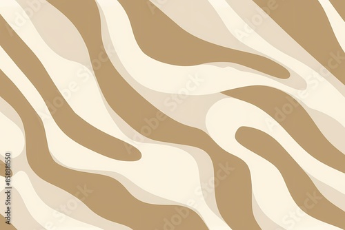 A beige and white pattern with an organic, abstract design that mimics the look of natural lines or curves drawn by hand