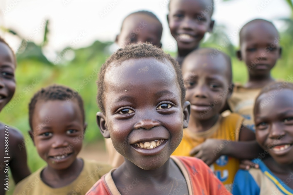 Unidentified Beninese little boy smiles. Benin children suffer of poverty due to the bad economy. Unidentified Beninese little boy smiles. Benin children suffer of poverty due to the bad economy.
