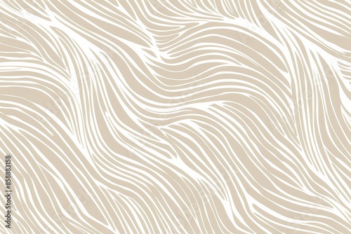 A beige and white pattern with an organic, abstract design that mimics the look of natural lines or curves drawn by hand