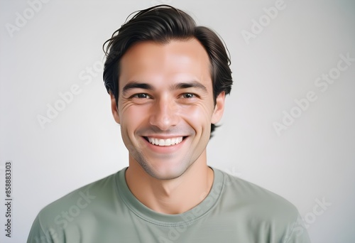 Positive smiling man on clean background