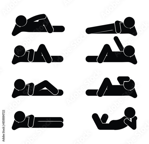 lying person, people lying on their side, icon set