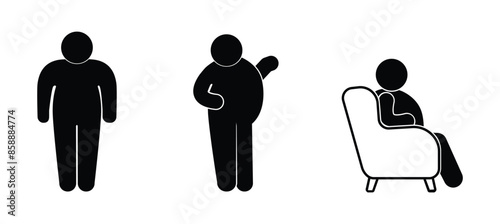 man sitting in a chair, overweight person icon