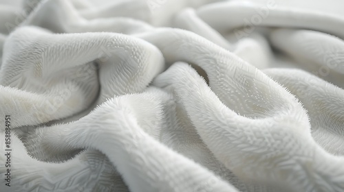 Cozy White Plush Blanket Texture CloseUp for Comfort and Warmth in Interior Design