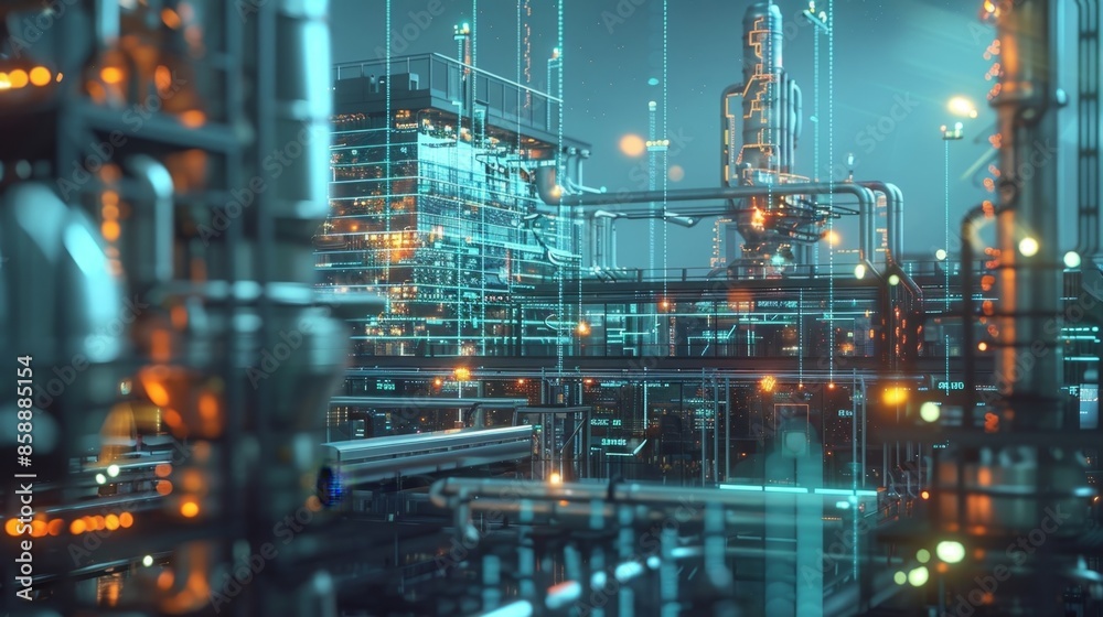 Fototapeta premium An industrial facility using 5Gpowered IoT devices to track inventory levels and adjust production schedules accordingly.