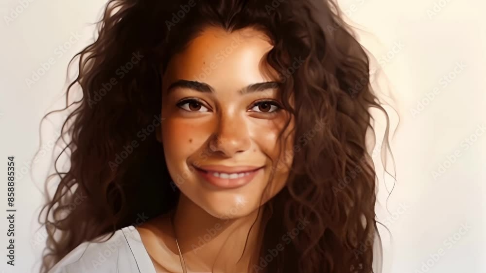 Latina woman creating freckles on her cheeks with a pencil, smiling at the camera Latina woman creating freckles on her cheeks with a pencil, smiling at the camera