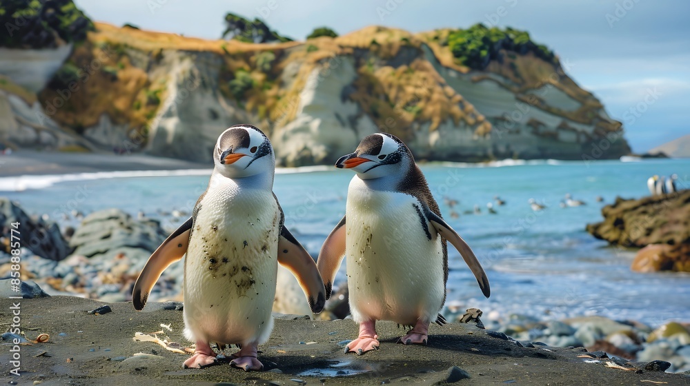 Fototapeta premium Neuseeland Oamaru Pinguin Strand. 