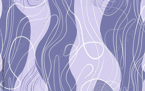 A simple line drawing of an abstract pattern with blue lines and white swirls on light purple background