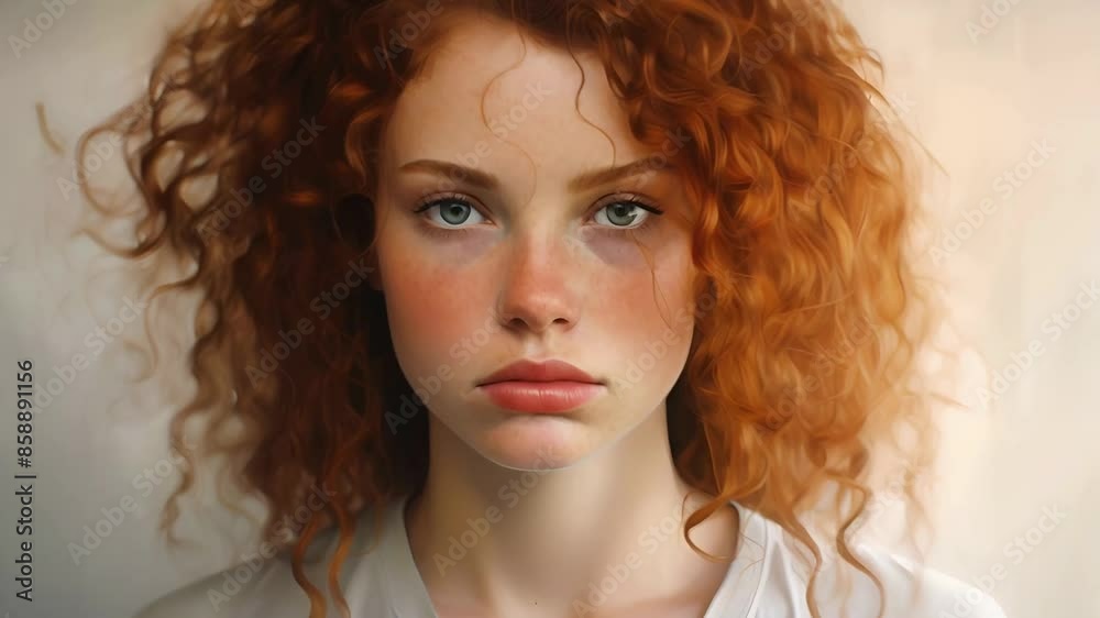Portrait of a beautiful girl with red wavy hair and a serious schoolgirl face
Portrait of a beautiful girl with red wavy hair and a serious schoolgirl face