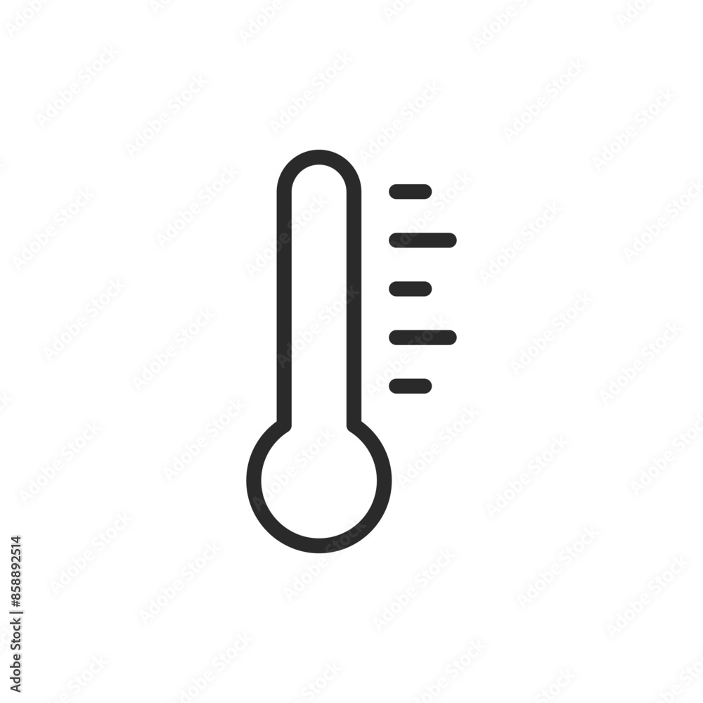 Thermometer, linear style icon. A thermometer, temperature measurement or climate control. Editable stroke width. Thermometer, linear style icon. A thermometer, temperature measurement or climate control. Editable stroke width.