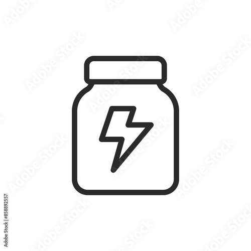 Energy Supplement bottle, linear style icon. dietary supplements and nutrition. Editable stroke width