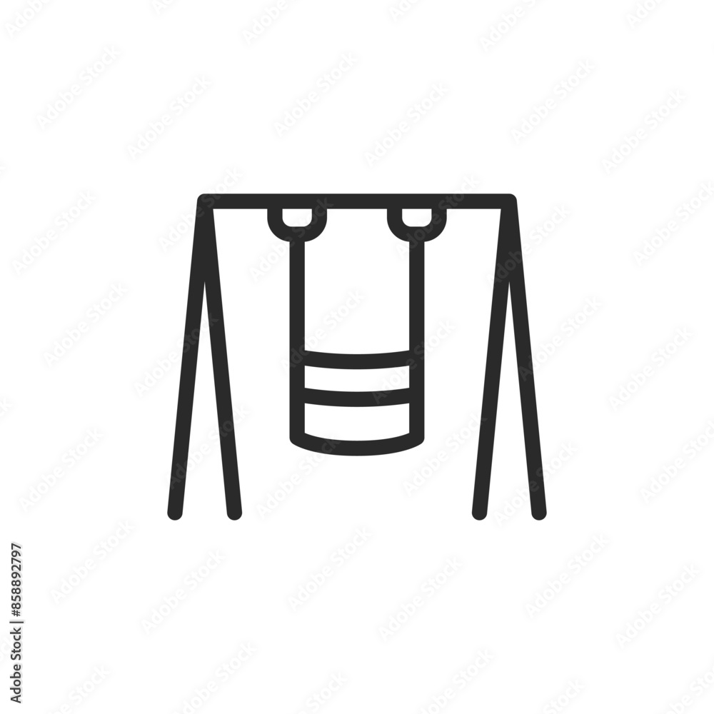 Swing set, linear style icon. swing set at a playground. Editable stroke width.