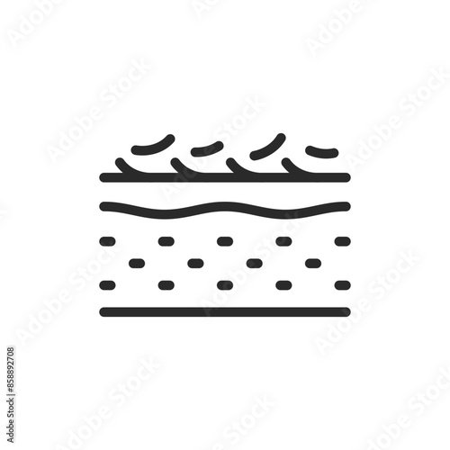 Flaky skin, linear style icon. Skin scales on surface. skin condition. Editable stroke width