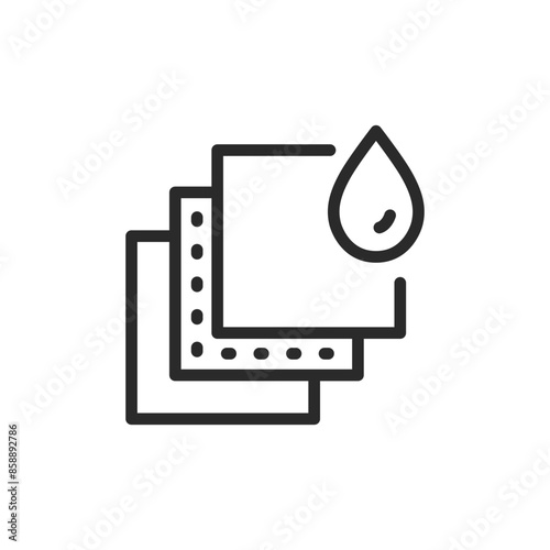 Absorbent layers, linear style icon. layers of material that absorb water. Editable stroke width.