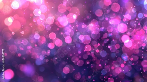 A purple background with pink and blue circles. The circles are of different sizes and are scattered throughout the image. Scene is playful and fun, with the bright colors