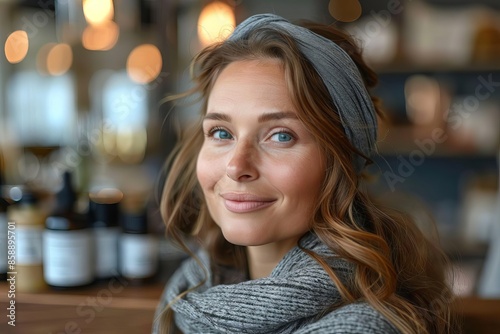 Mature woman using natural cream antiaging