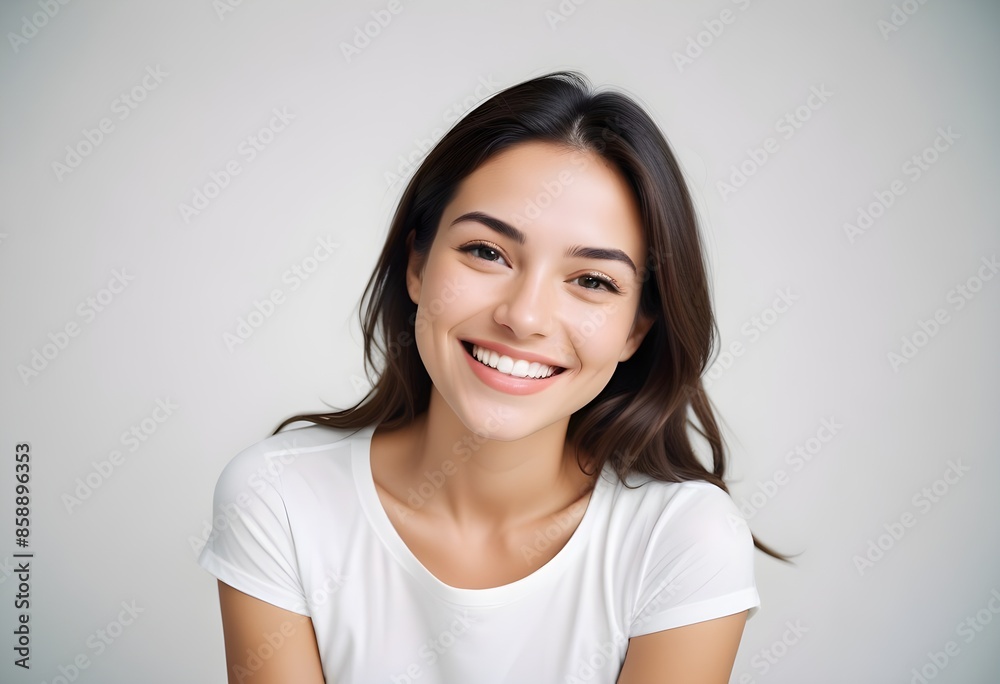 Positive smiling woman on clean background Positive smiling woman on clean background