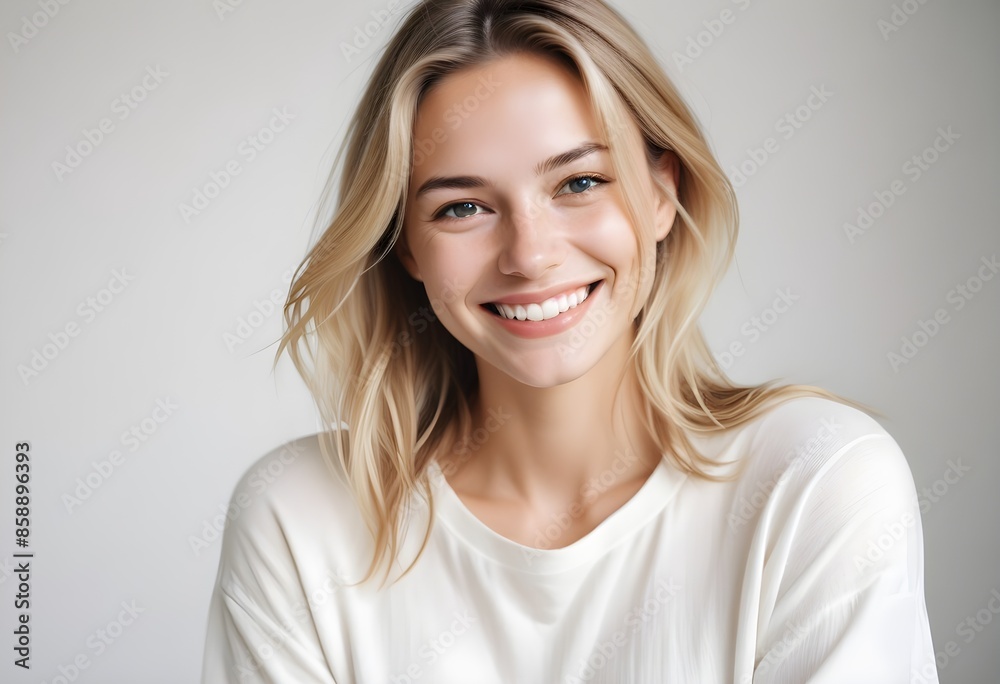 Positive smiling woman on clean background Positive smiling woman on clean background