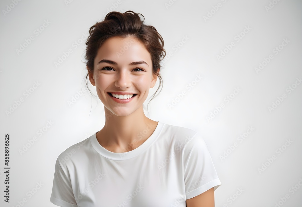 Positive smiling woman on clean background Positive smiling woman on clean background