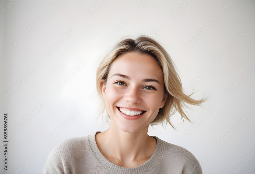 Positive smiling woman on clean background Positive smiling woman on clean background