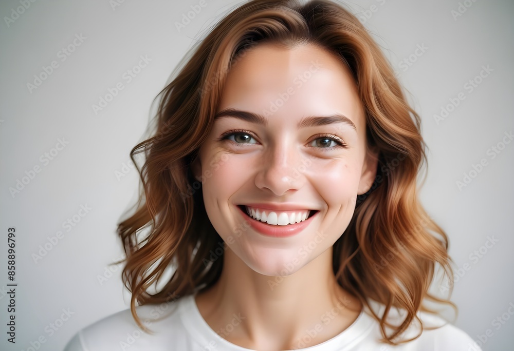 Positive smiling woman on clean background Positive smiling woman on clean background
