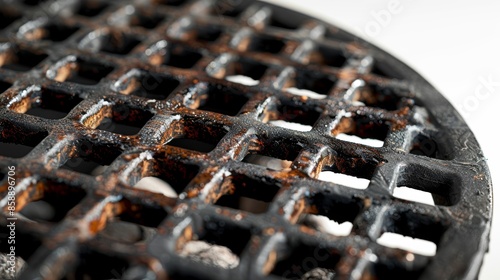 Close-Up of a Rusty Grid with Worn, Weathered Metal Texture in High Detail photo