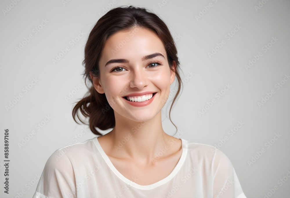 Positive smiling woman on clean background Positive smiling woman on clean background