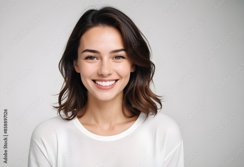 Positive smiling woman on clean background Positive smiling woman on clean background