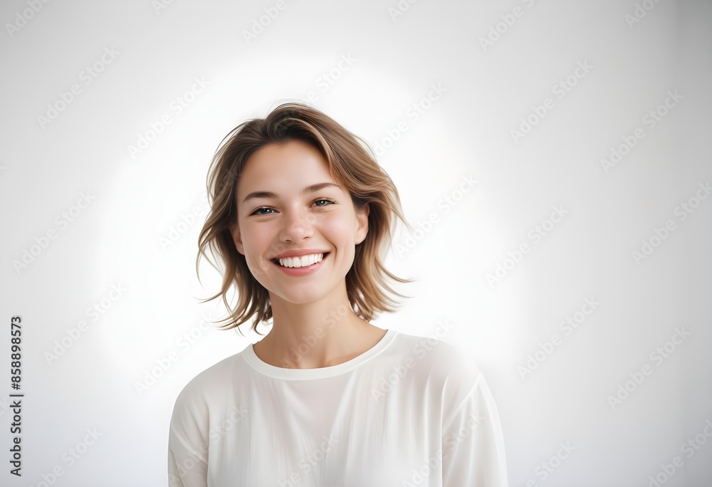 Positive smiling woman on clean background Positive smiling woman on clean background