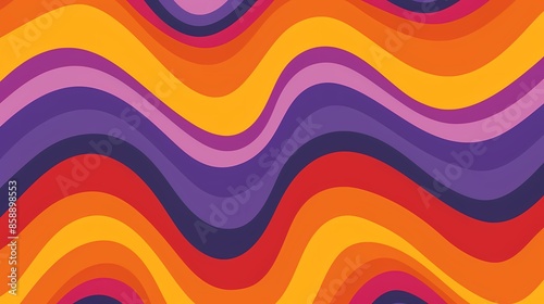 an orange, purple and yellow groovy pattern with wavy lines, simple vector art style, s design