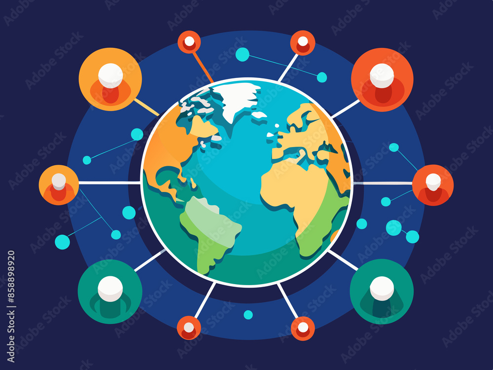 Earth showing major network nodes and links Earth showing major network nodes and links