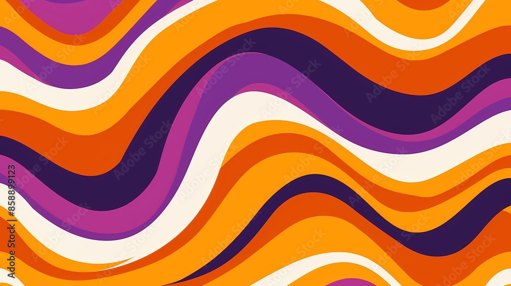 Fototapeta premium an orange, purple and yellow groovy pattern with wavy lines, simple vector art style, s design
