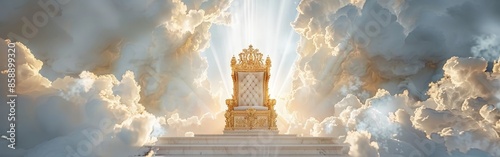 Majestic Throne Amidst Clouds in Dreamlike Fantasy photo