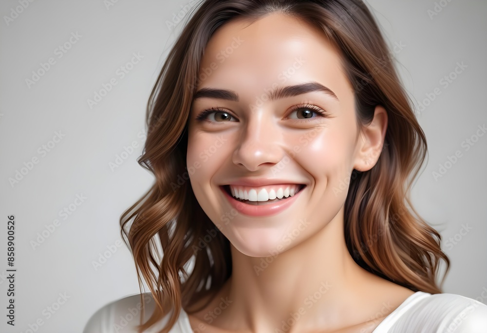 Positive smiling woman on white background Positive smiling woman on white background