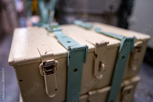 old metal ammunition box from a decommissioned submarine