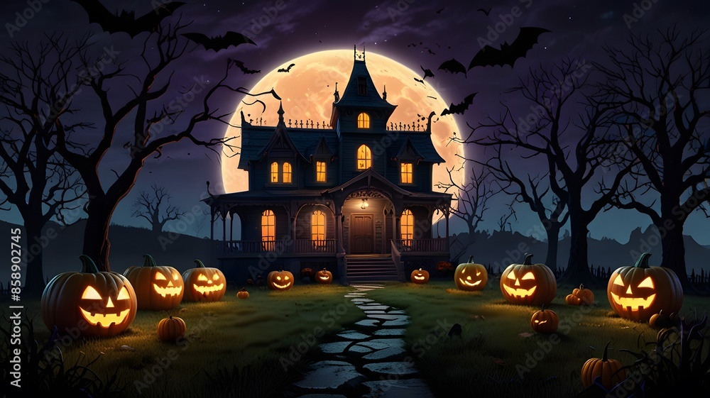 Haunting Halloween Night A Spooky and Atmospheric Scene Haunting Halloween Night A Spooky and Atmospheric Scene