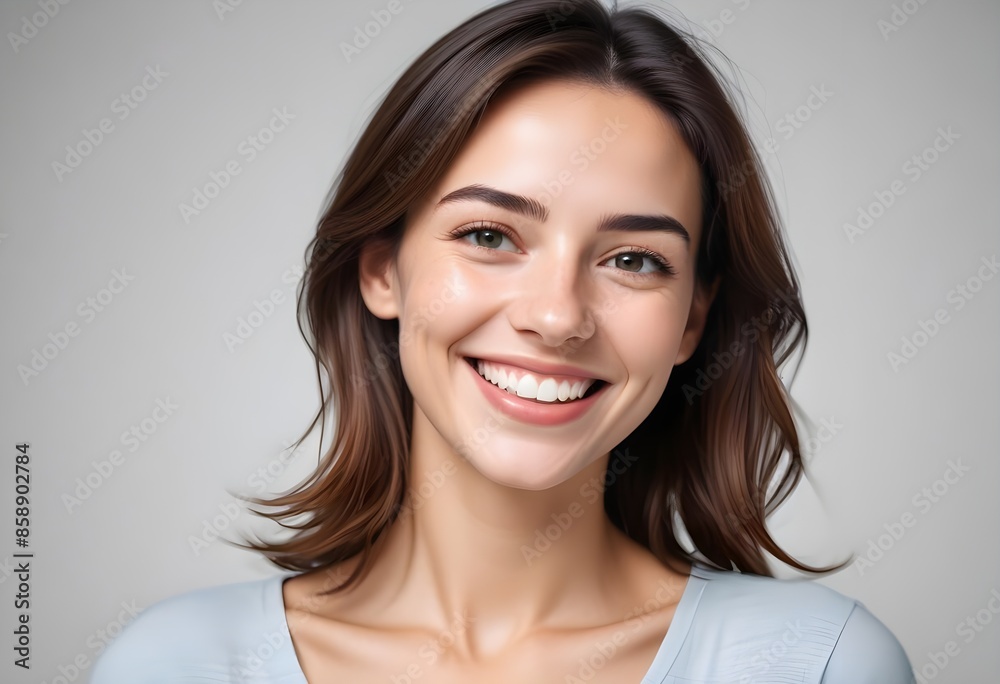 Positive smiling woman on white background Positive smiling woman on white background