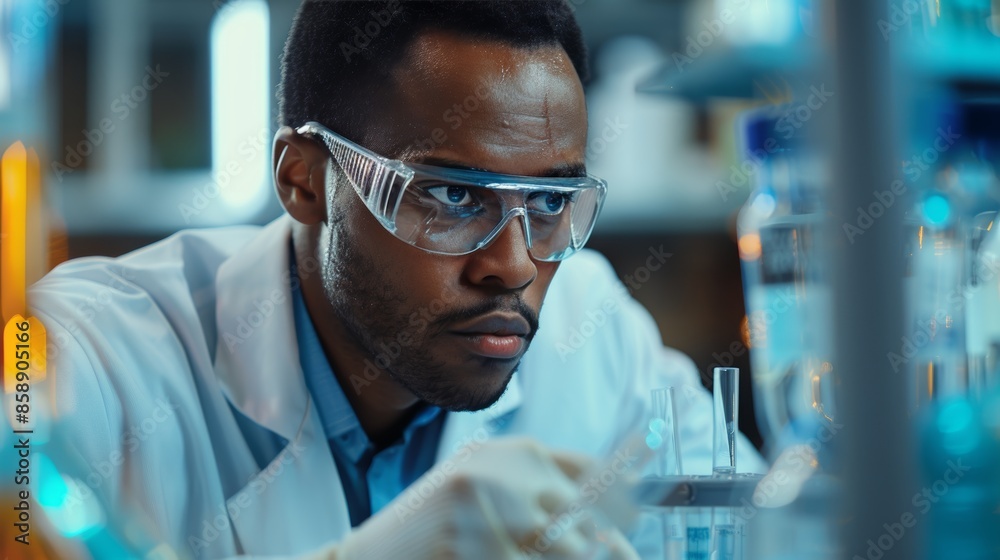 A scientist looking at a test tube in a laboratory, surrounded by advanced equipment, symbolizing innovation and improvement in scientific research and discovery. A scientist looking at a test tube in a laboratory, surrounded by advanced equipment, symbolizing innovation and improvement in scientific research and discovery.