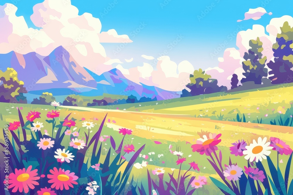 Fototapeta premium Vibrant Mountain Meadow