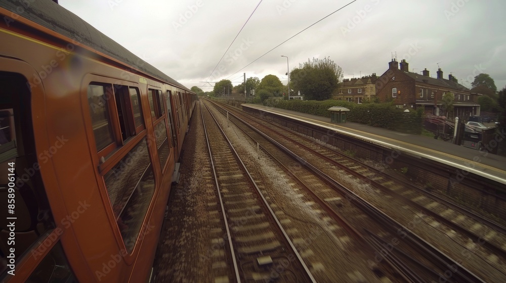 Fototapeta premium The trains arrival at their final destination but the family already planning their next reunion adventure on the train.