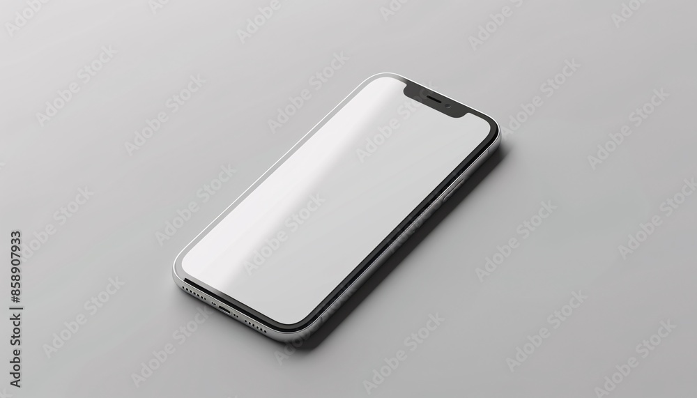 Sleek Modern Smartphone with Blank Screen on Minimalist Gray Background Sleek Modern Smartphone with Blank Screen on Minimalist Gray Background