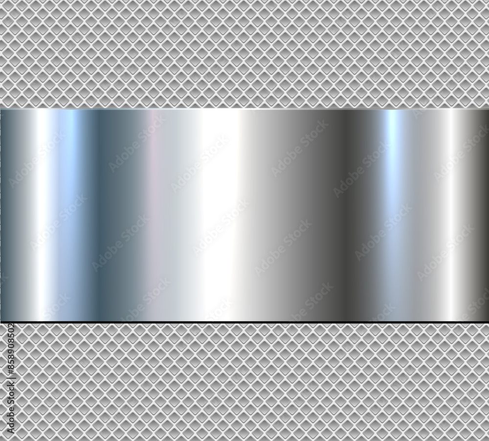 Silver chrome metal 3D background, lustrous and shiny metallic design with interesting holes pattern. Silver chrome metal 3D background, lustrous and shiny metallic design with interesting holes pattern.