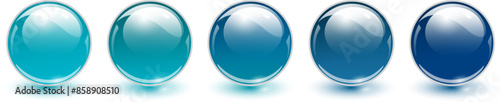 Glass balls blue, 3D shiny spheres collection