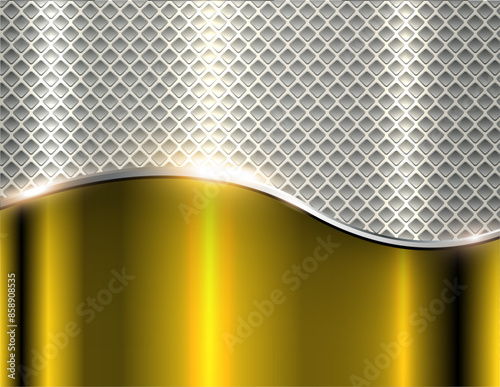 Silver gold chrome background, 3D metal shiny lustrous metallic pattern wallpaper.