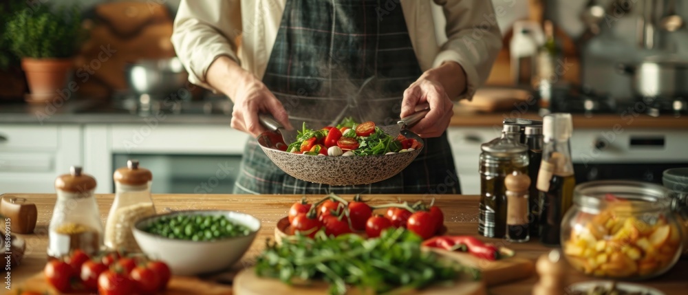 A person preparing a healthy meal in a modern kitchen, symbolizing the pursuit of nutritional goals and overall well-being. The fresh ingredients and vibrant colors suggest a commitment to a balanced A person preparing a healthy meal in a modern kitchen, symbolizing the pursuit of nutritional goals and overall well-being. The fresh ingredients and vibrant colors suggest a commitment to a balanced