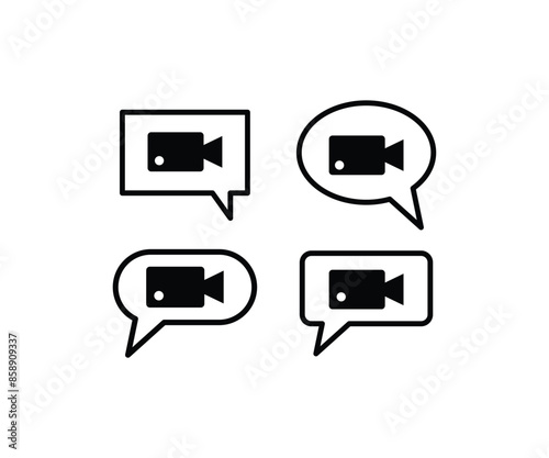video call chat icons symbol vector design simple black white color illustration set © looli