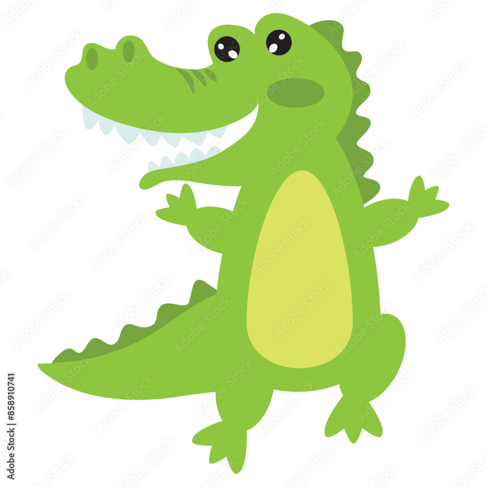Fototapeta premium Happy dancing crocodile vector cartoon illustration